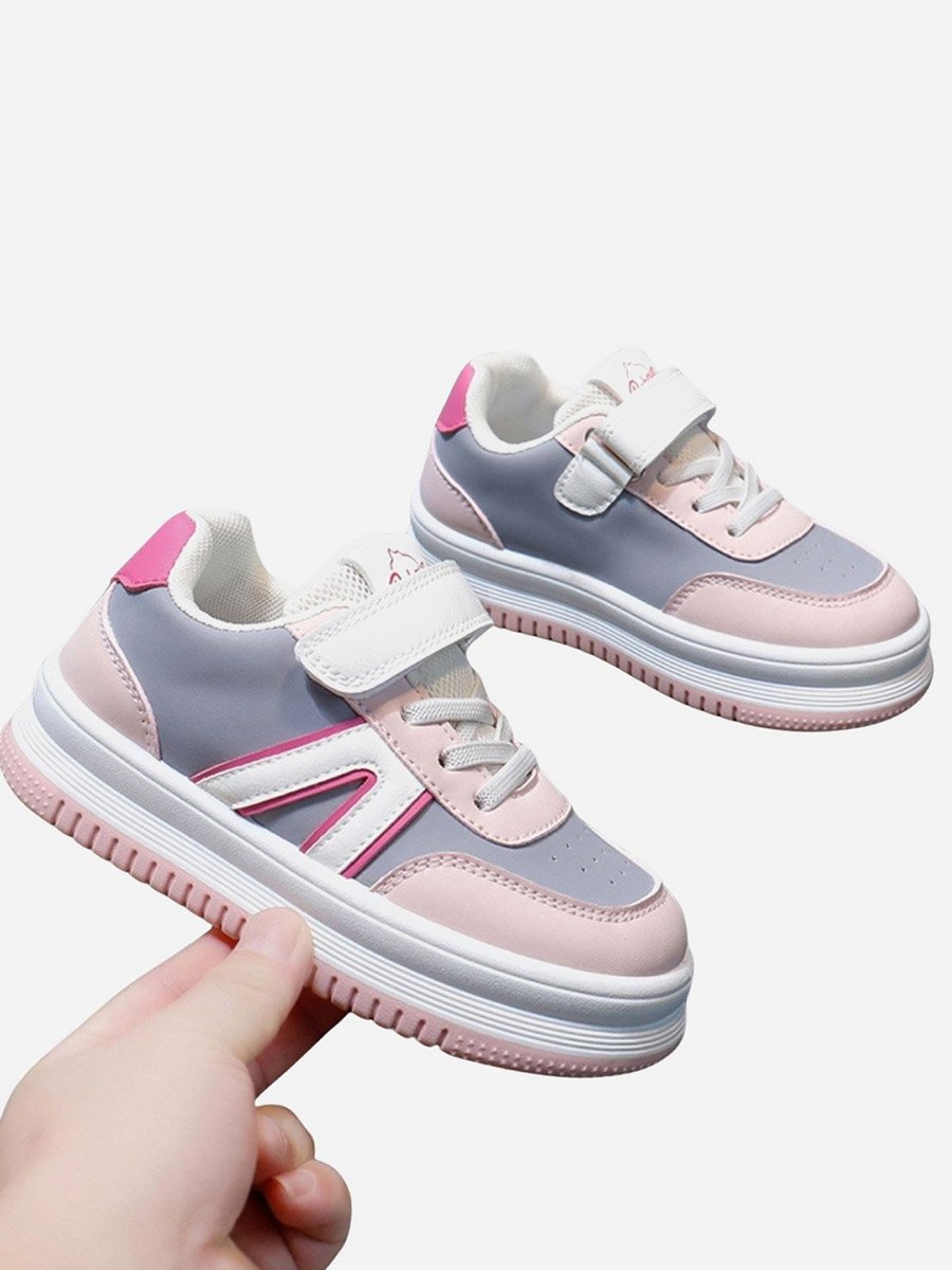 Girls Color Block Hook and Loop Sneakers