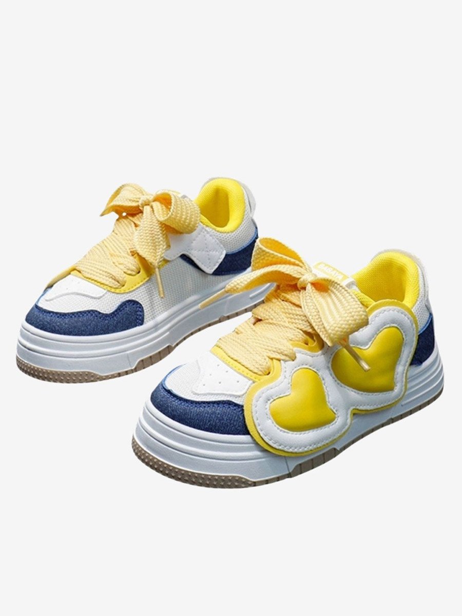 Heart Applique Color Block Sneakers