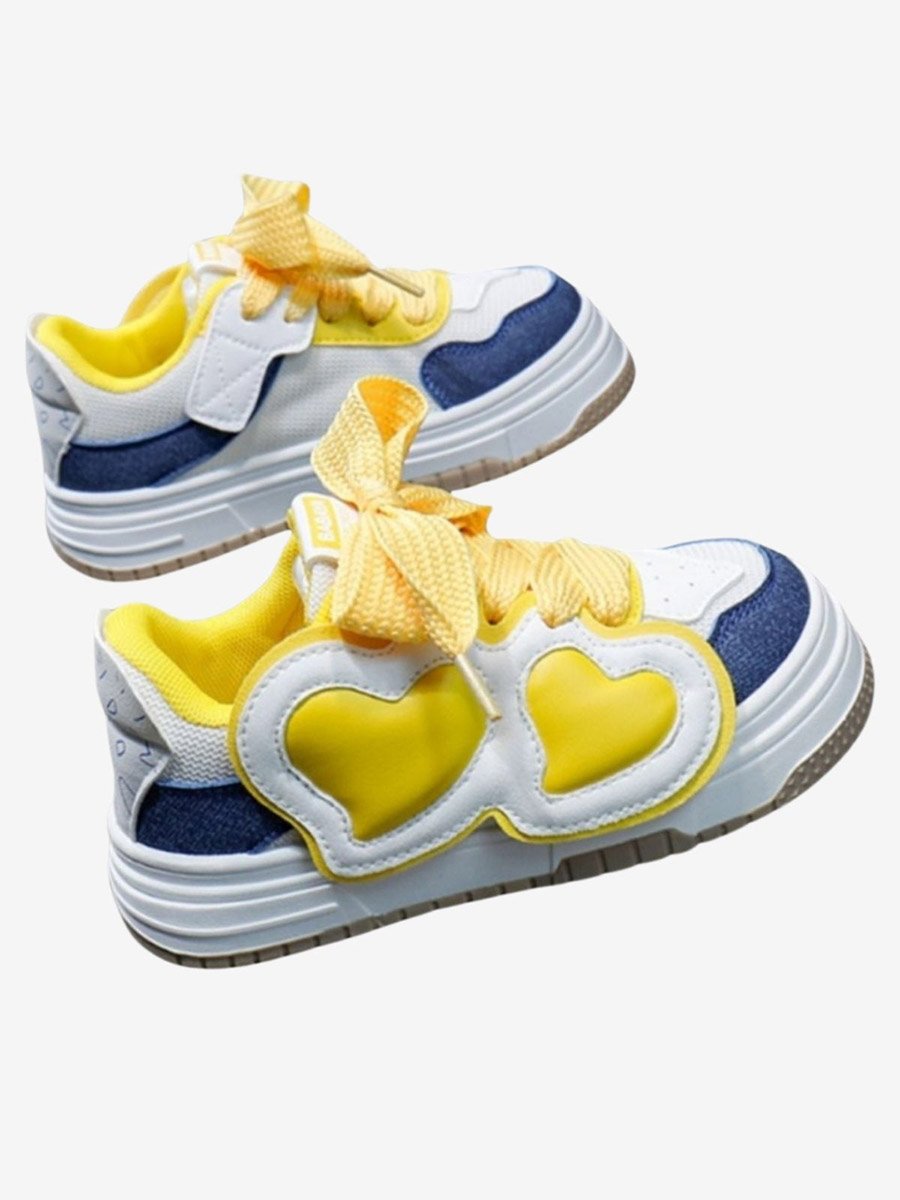 Heart Applique Color Block Sneakers