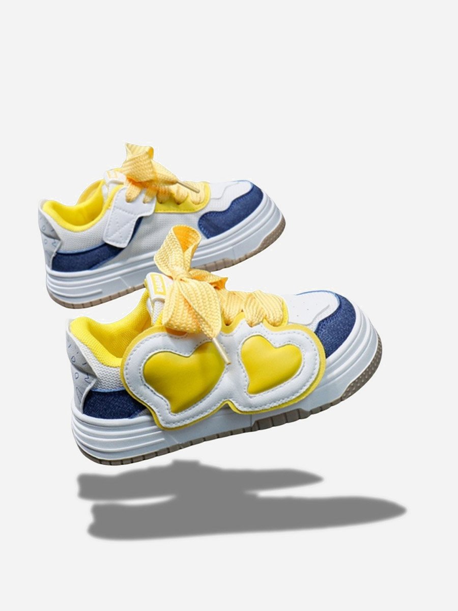 Heart Applique Color Block Sneakers