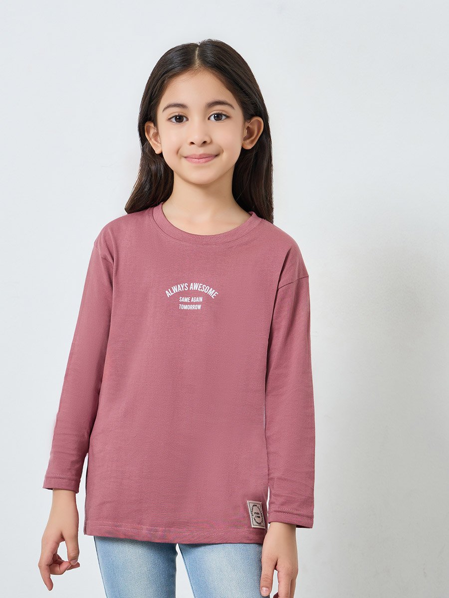 Girls Purple Long Sleeve Slogan T-Shirt