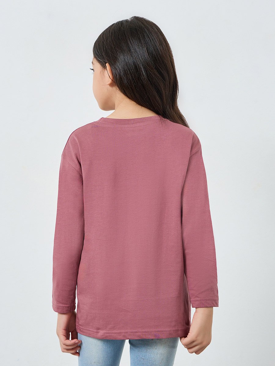 Girls Purple Long Sleeve Slogan T-Shirt