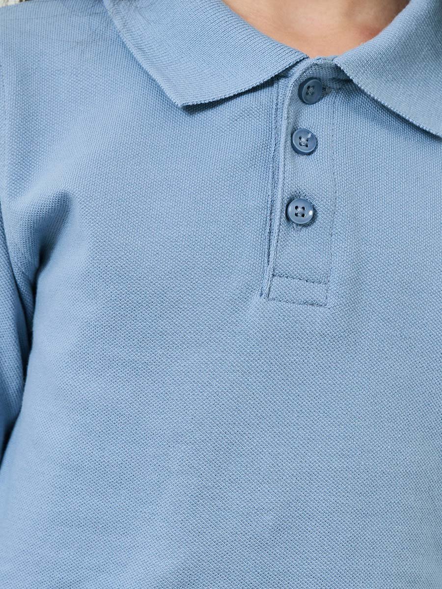 Girls Light Blue Long Sleeve Polo T-Shirt - Unisex