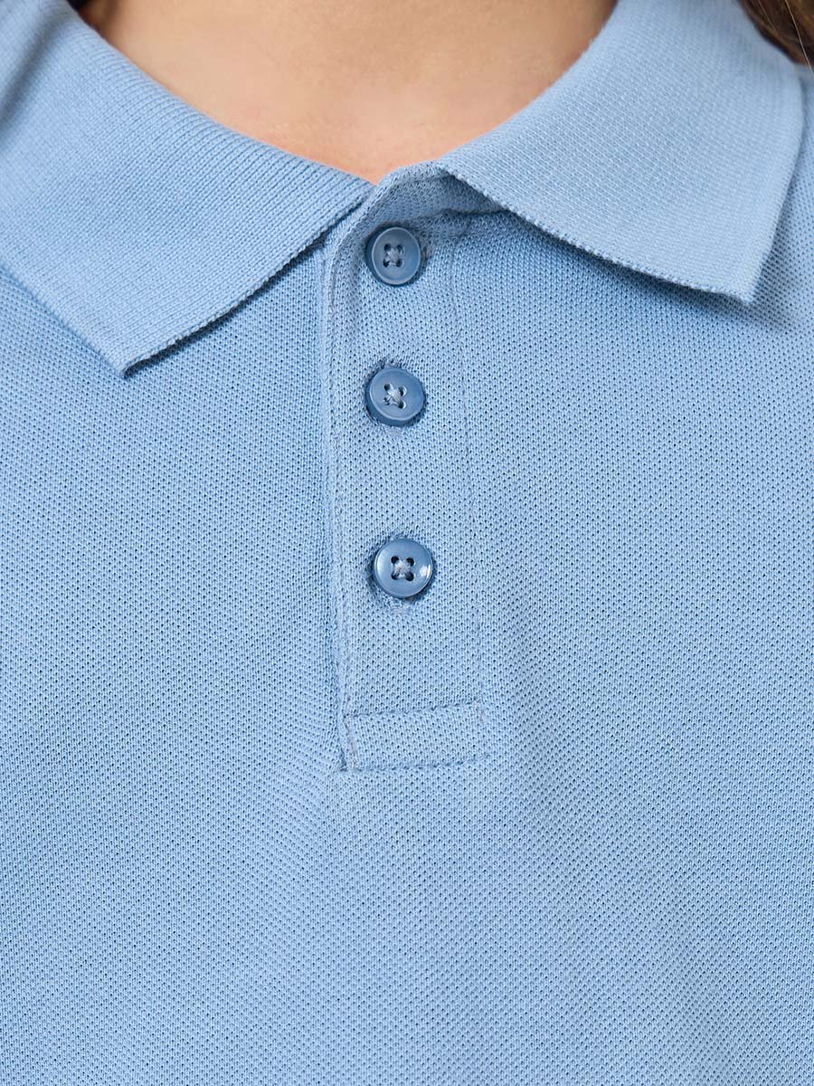 Teens Light Blue Long Sleeve Polo T-Shirt - Unisex