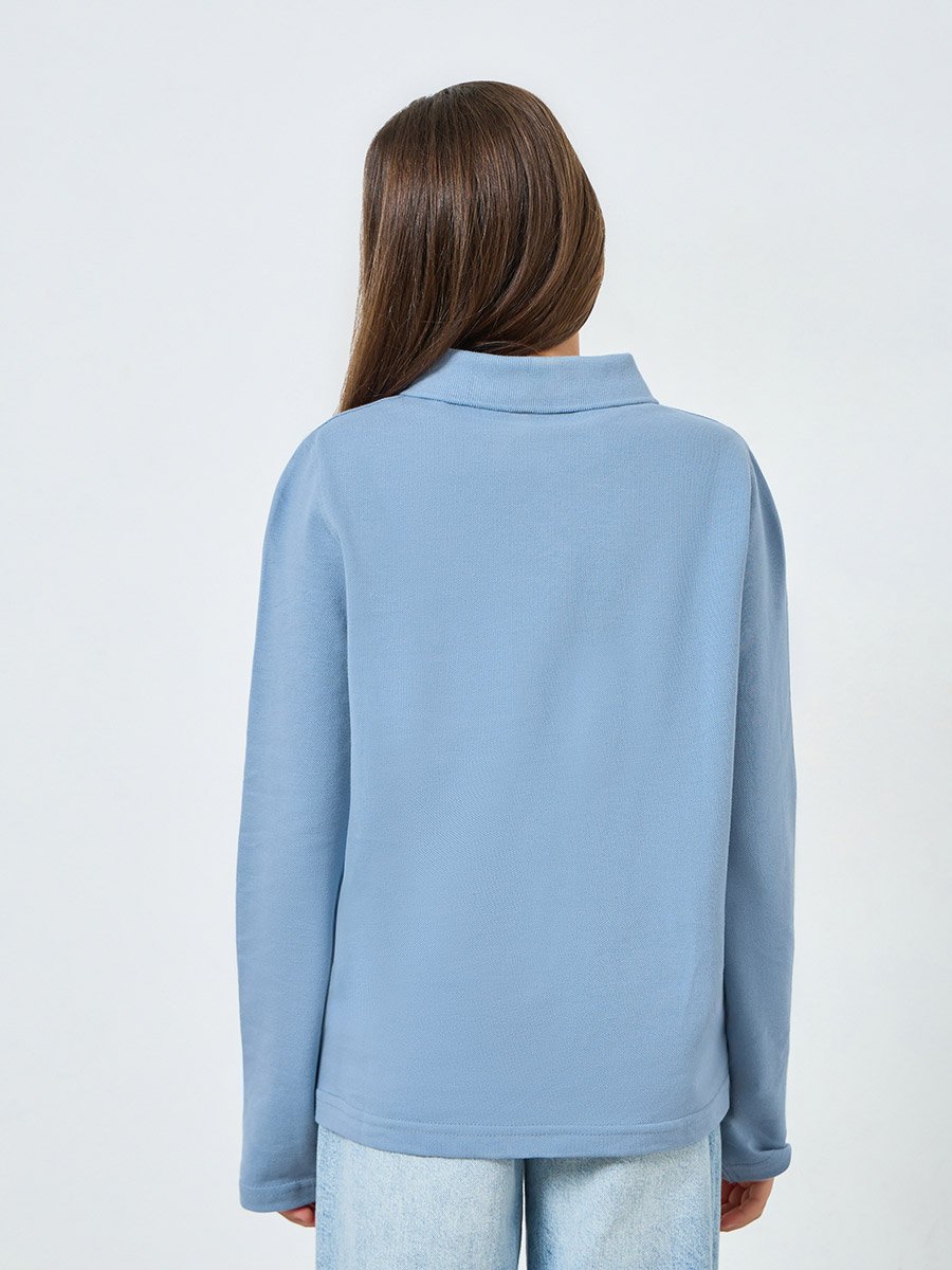Teens Light Blue Long Sleeve Polo T-Shirt - Unisex