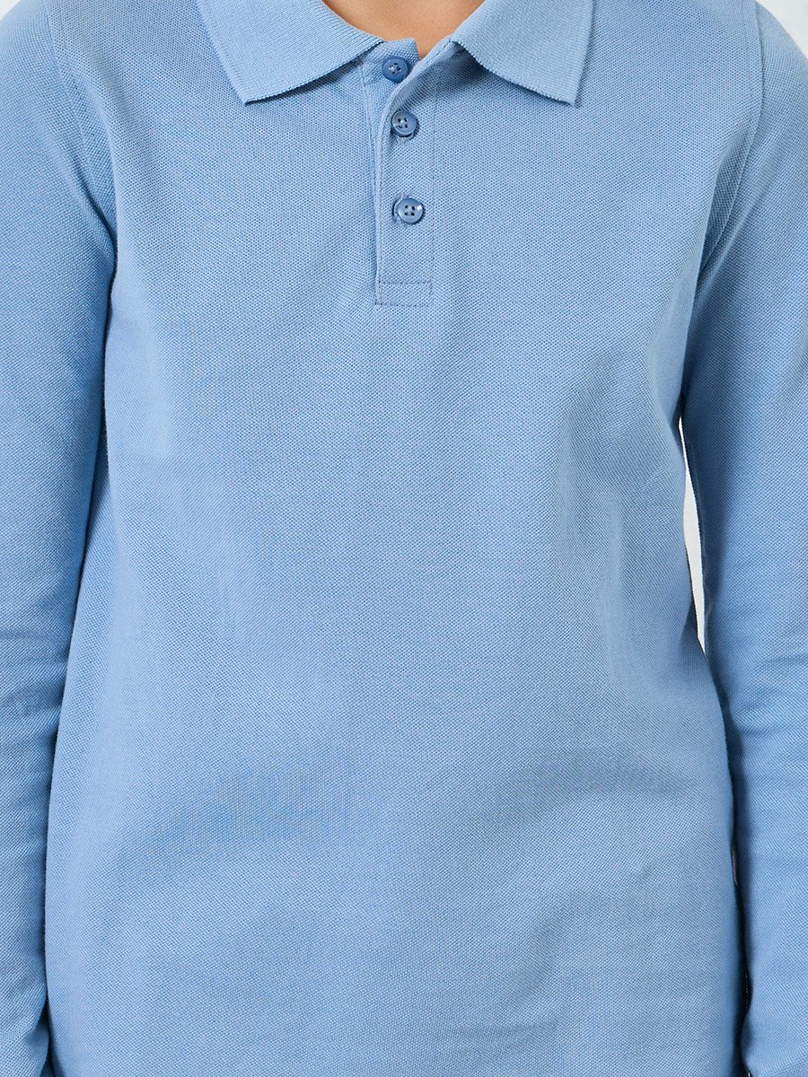 Teens Light Blue Long Sleeve Polo T-Shirt - Unisex