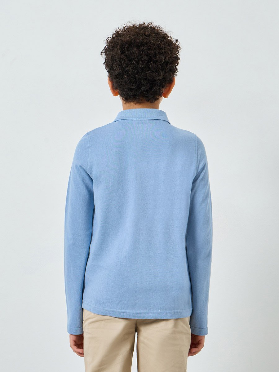 Teens Light Blue Long Sleeve Polo T-Shirt - Unisex