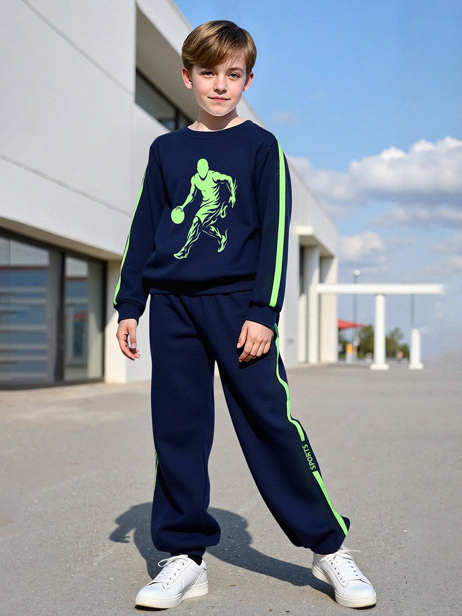 Teens Navy Graphic Sweatshirt and Joggers Set