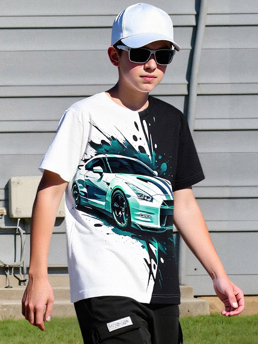 Teens Car Graphic T-Shirt and Joggers Set