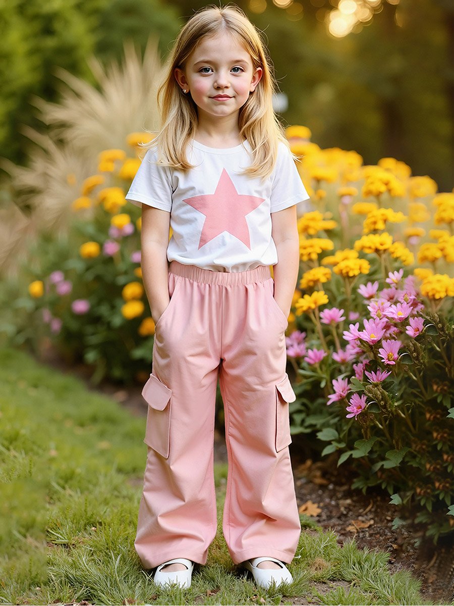 Teens Star Print T-Shirt and Cargo Pants Set