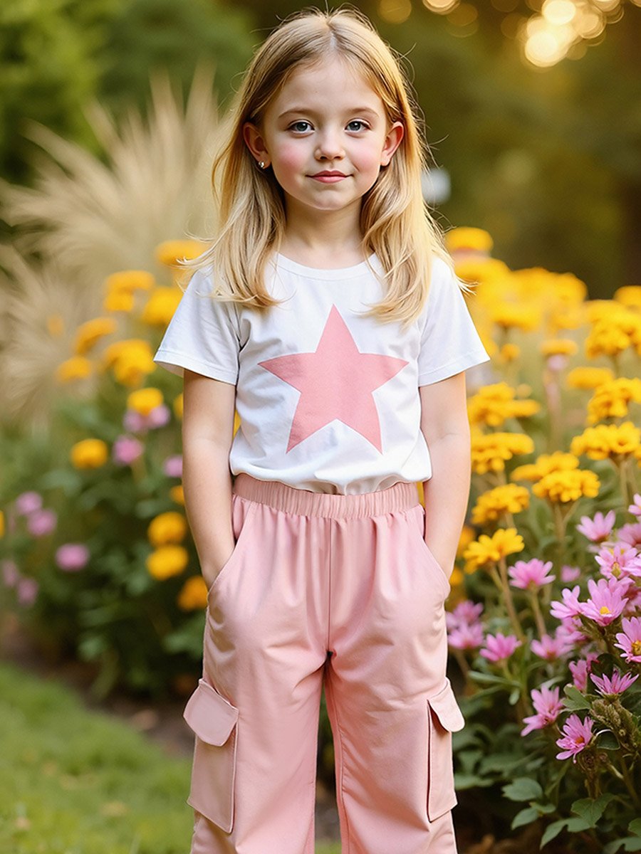 Teens Star Print T-Shirt and Cargo Pants Set