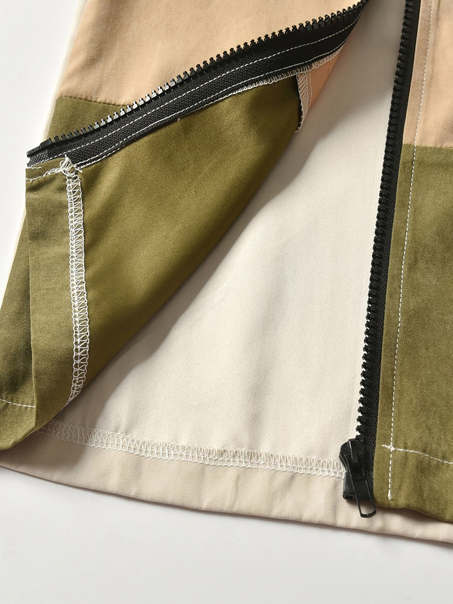Boys Color Block Zip Up Long Sleeve Jacket