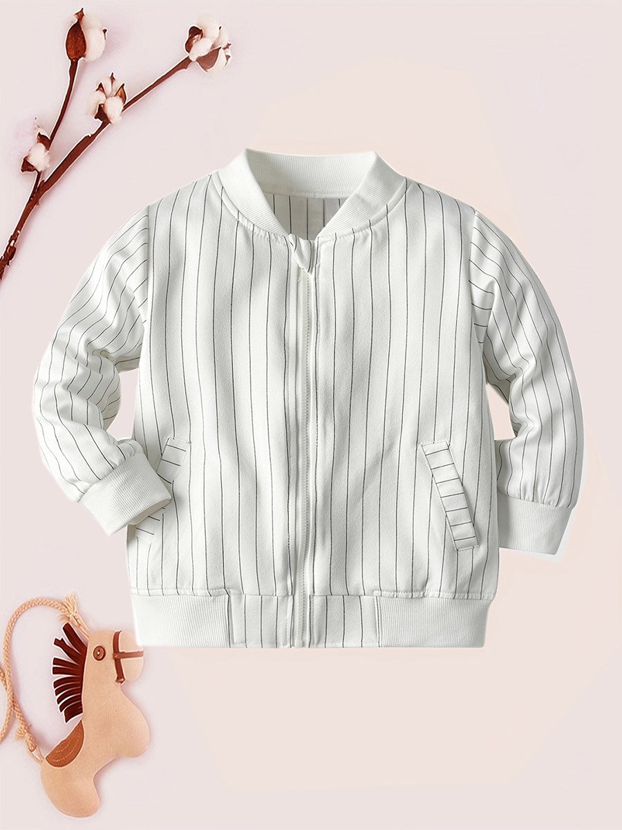 Striped Zip Up Long Sleeve Jacket