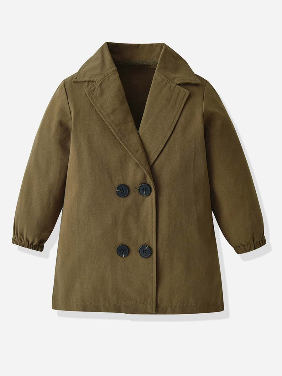 Solid Cotton Double-Breasted Coat