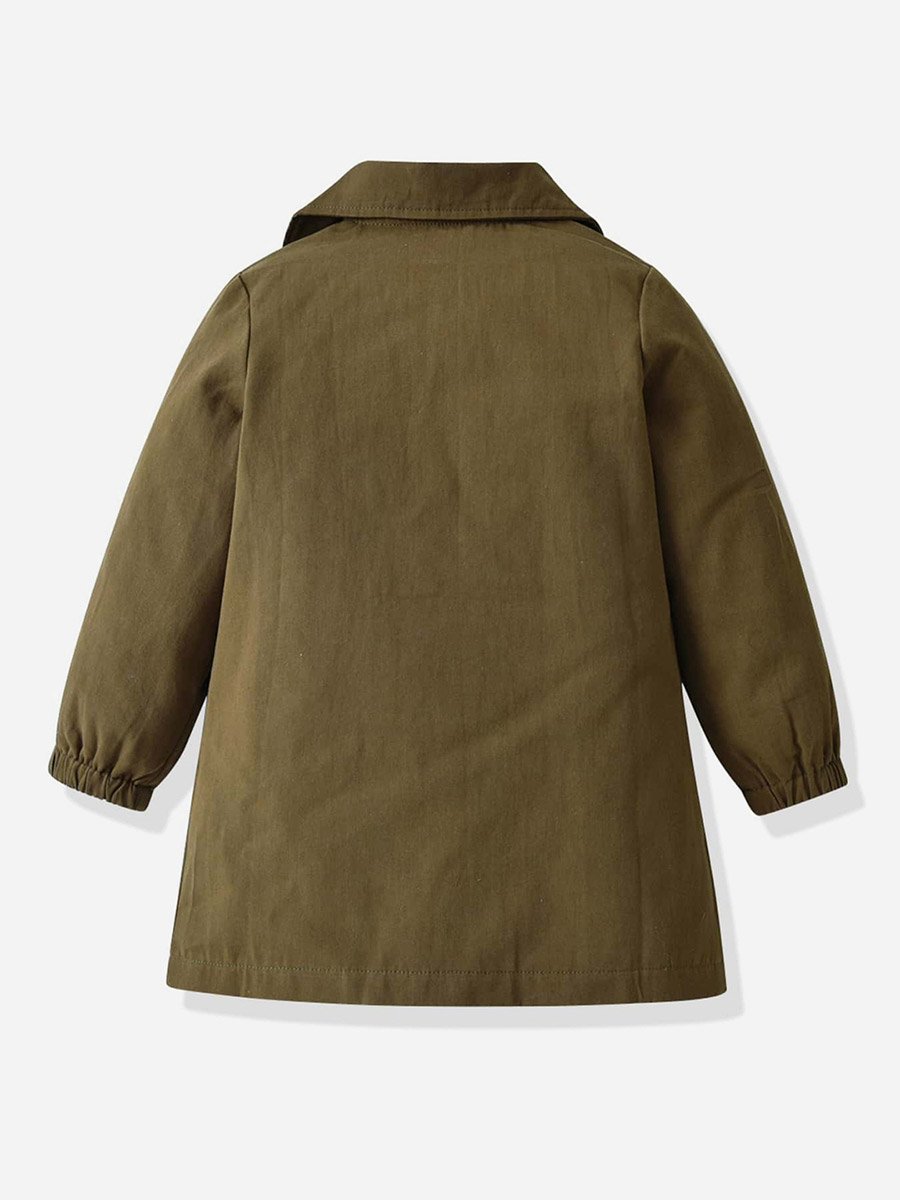 Solid Cotton Double-Breasted Coat