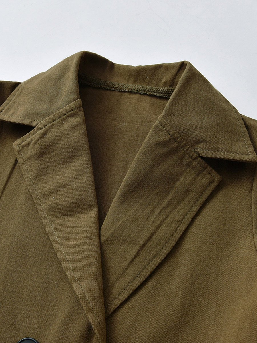 Solid Cotton Double-Breasted Coat