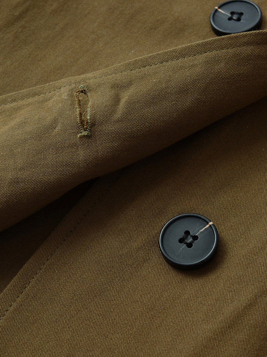 Solid Cotton Double-Breasted Coat