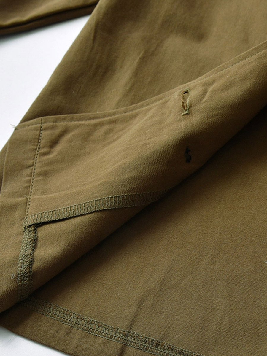 Solid Cotton Double-Breasted Coat