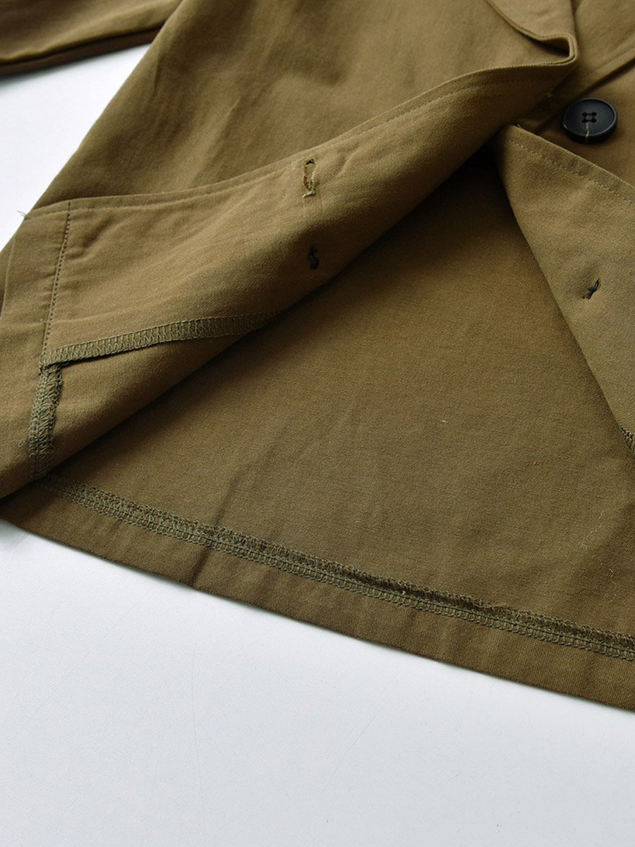 Solid Cotton Double-Breasted Coat