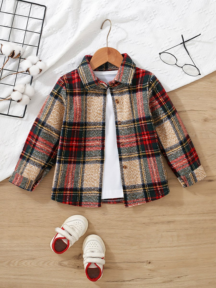 Boys Checked Button Up Long Sleeve Shirt
