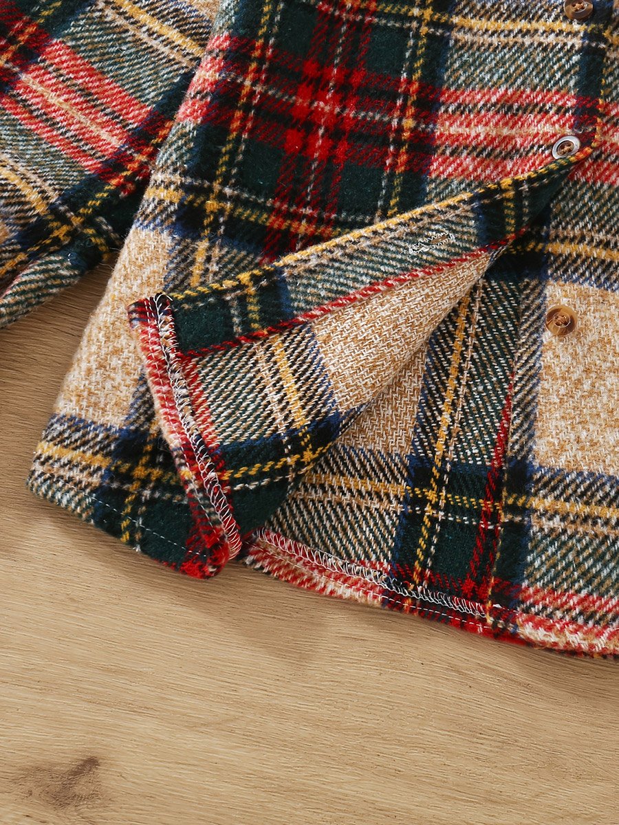 Boys Checked Button Up Long Sleeve Shirt