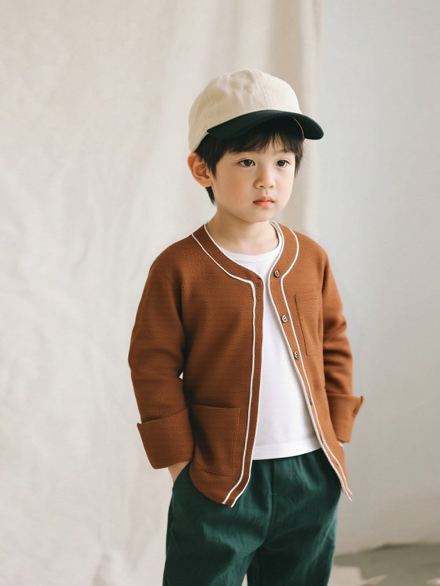Solid Round Neck Button Up Long Sleeve Jacket