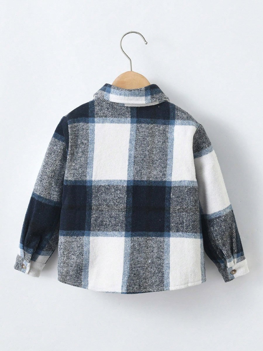 Checked Button Up Long Sleeve Jacket
