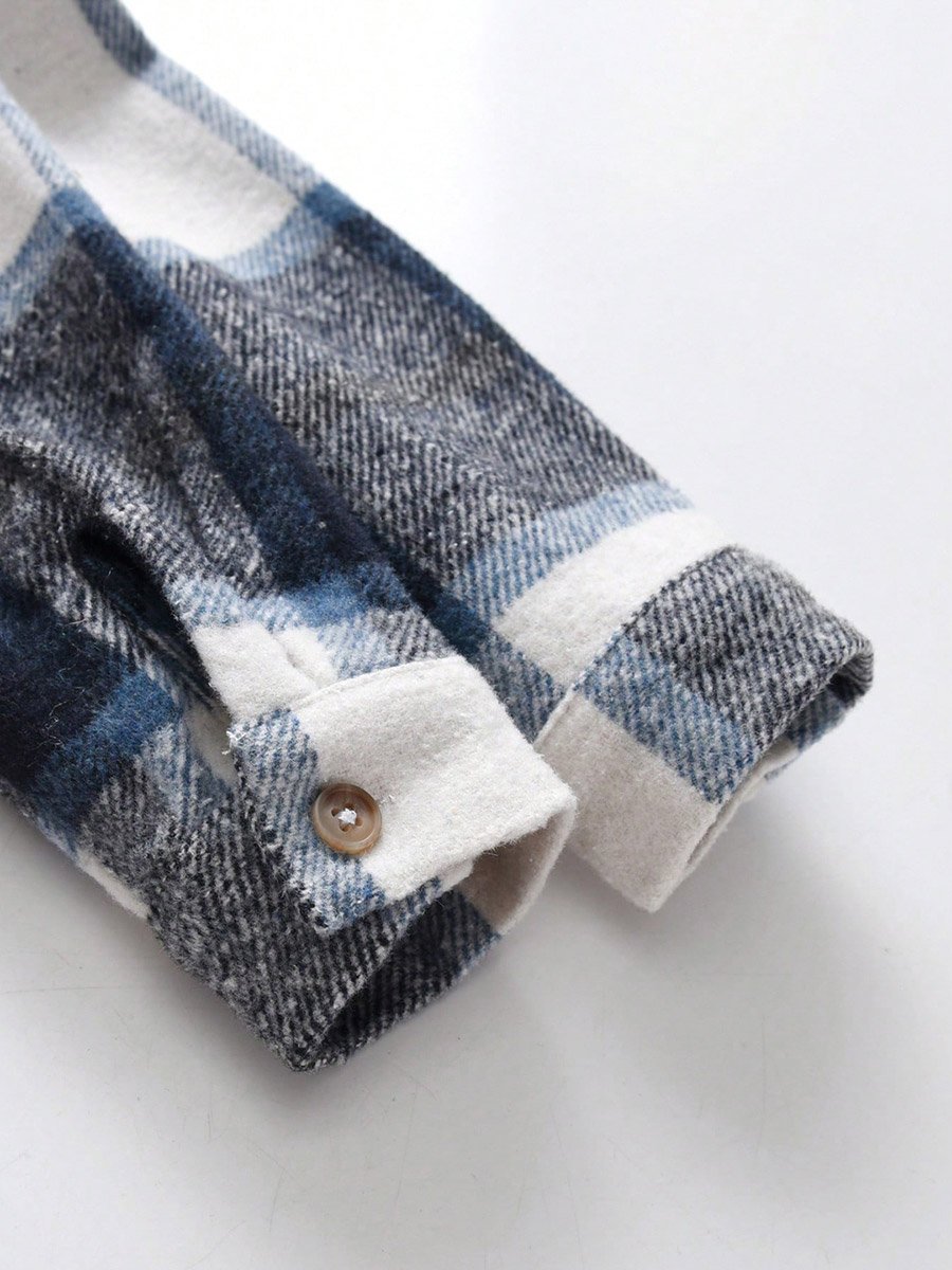 Checked Button Up Long Sleeve Jacket