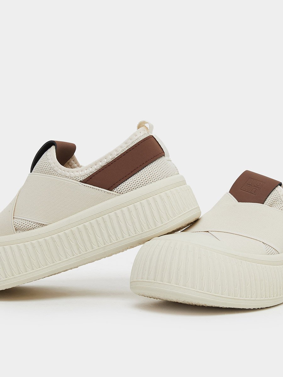 Boys Cream Canvas Thick Sole Casual Shoes
