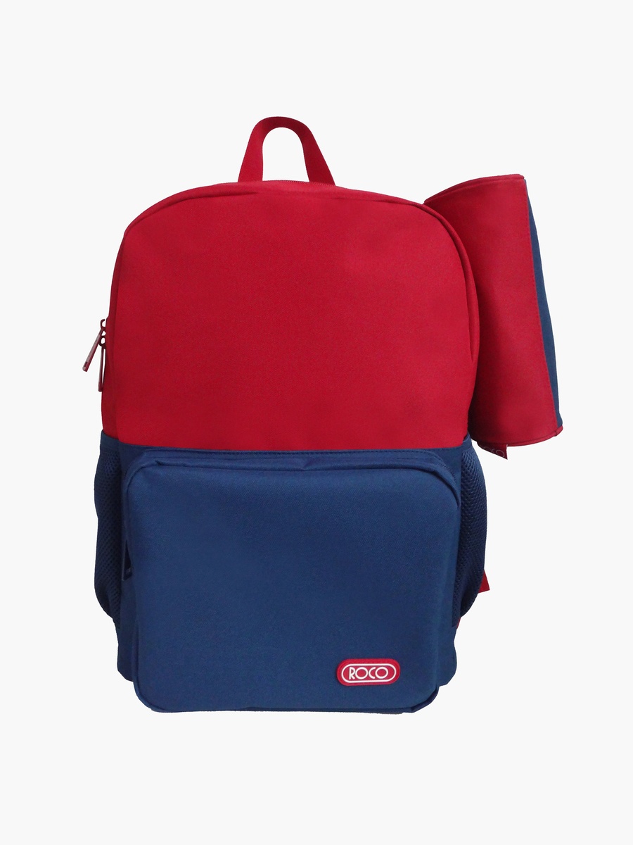Colourblock 16-inch Backpack with Adjustable Shoulder Straps and Pencil Pouch - 43x31x14 cm