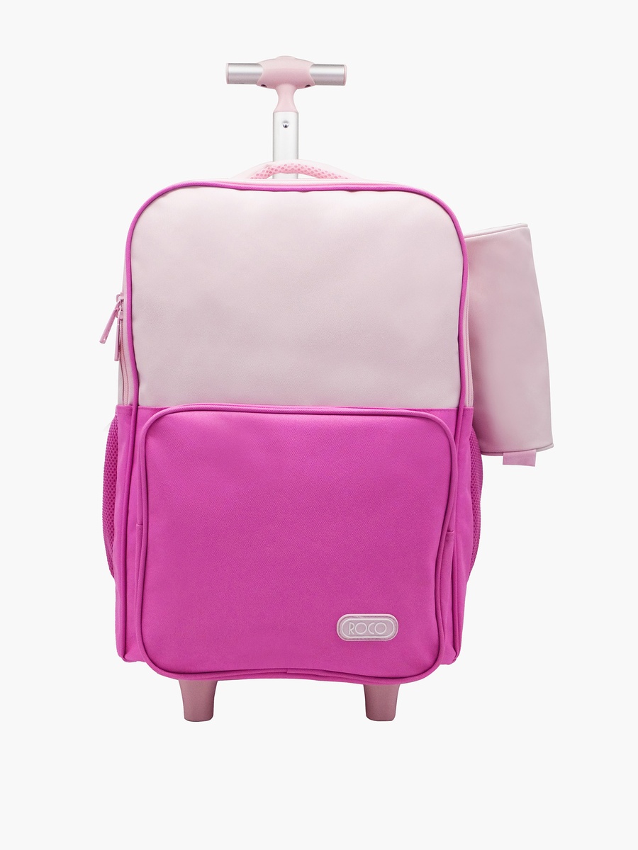 Solid 15.6-inch Trolley Backpack with Retractable Handle and Pencil Pouch - 46x33x20 cm