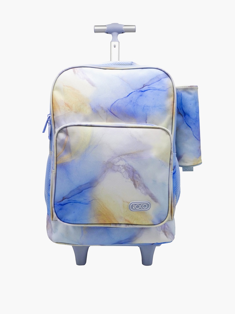 Printed 15.6-inch Trolley Backpack with Retractable Handle and Pencil Pouch - 46x33x20 cm