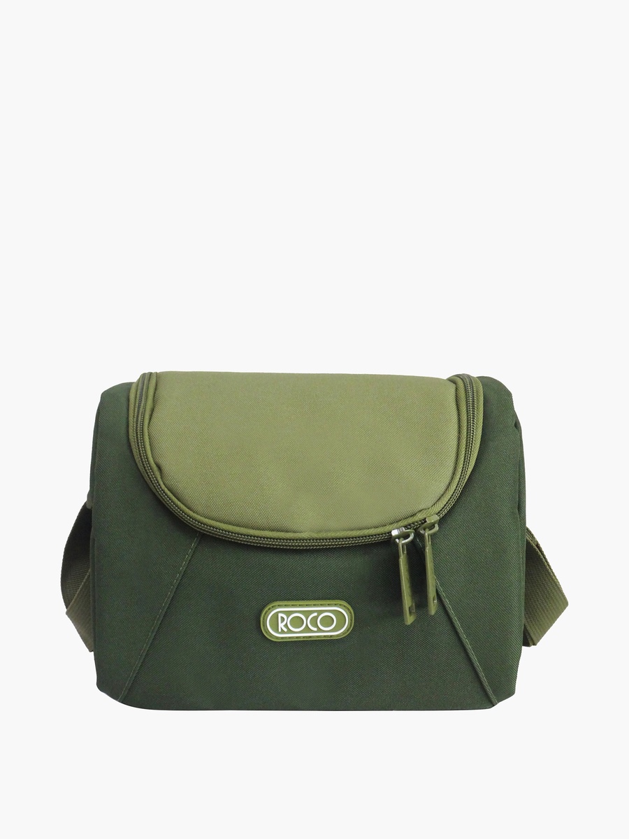 Solid Lunch Bag with Adjustable Strap and Zip Closure