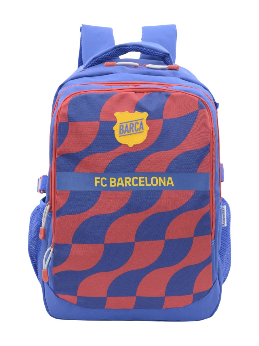 FC Barcelona Printed Backpack with Adjustable Straps and Zip Closure - 6x12x21 cm