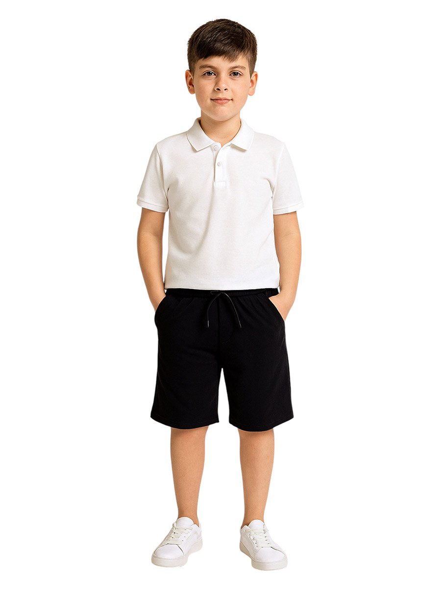 Teens Black French Terry Shorts