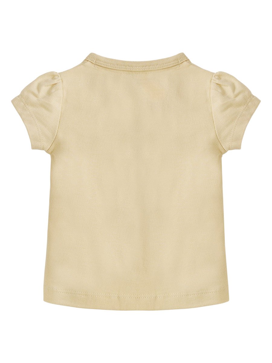 Girls Beige Cotton Top and Printed Shorts Set
