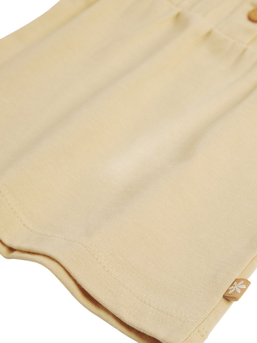 Girls Beige Cotton Top and Printed Shorts Set