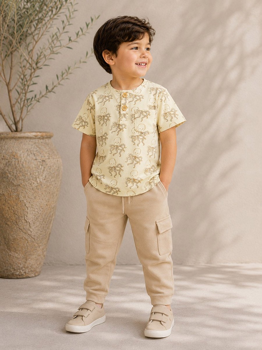 Boys Octopus Print T-Shirt and Joggers Set