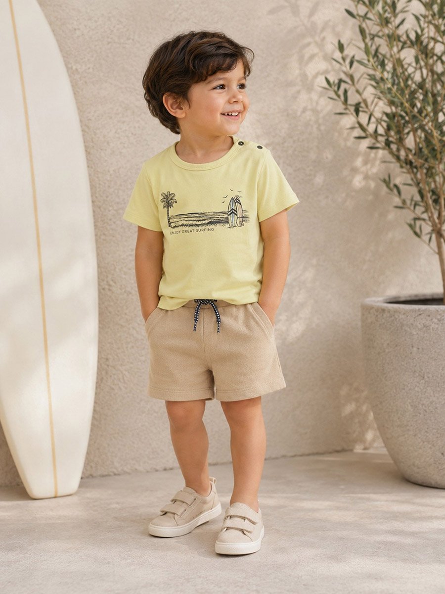 Boys Graphic Cotton T-Shirt and Shorts Set