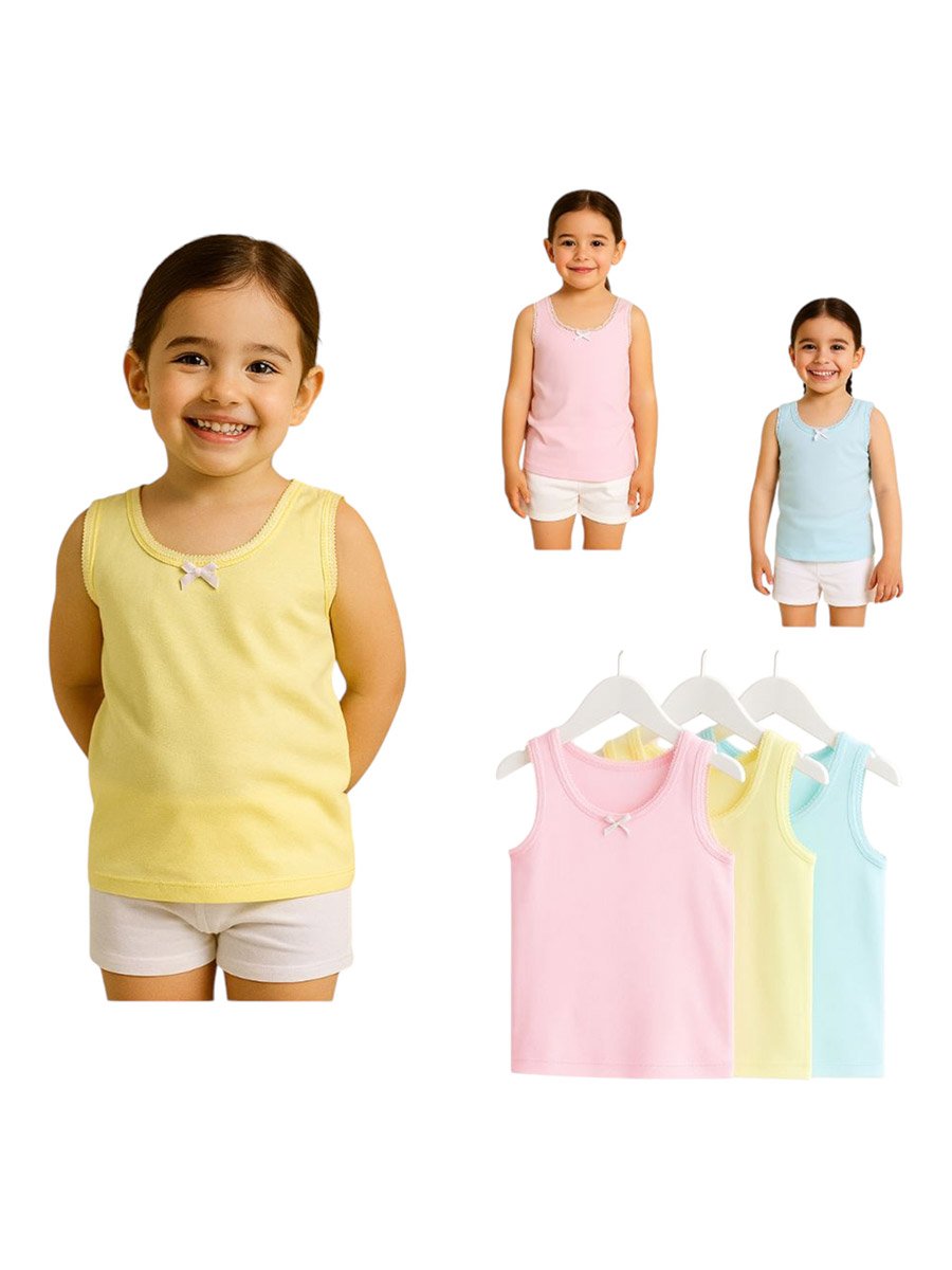 Pack of 3 - Girls Cotton Vests