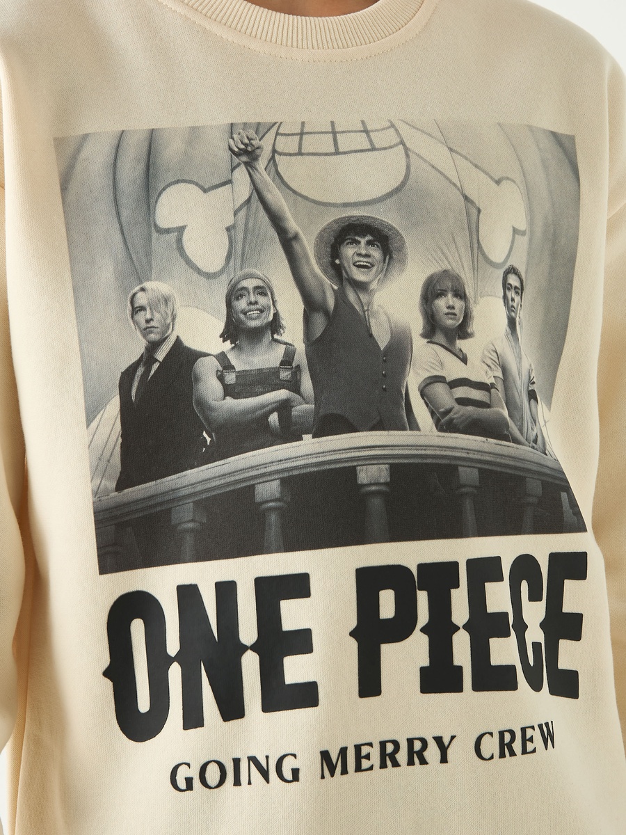 One Piece Print Long Sleeves Sweatshirt with Crew Neck