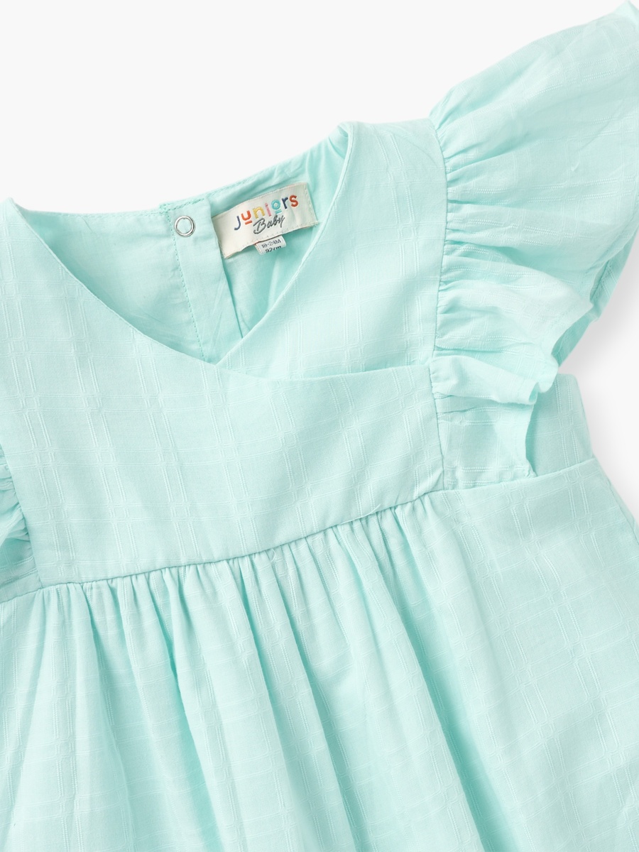 Floral Embroidered Romper with Ruffle Sleeves