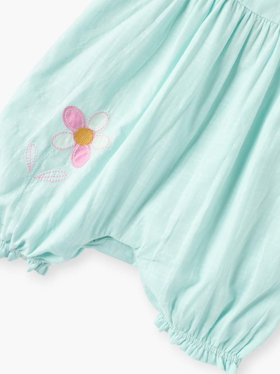 Floral Embroidered Romper with Ruffle Sleeves