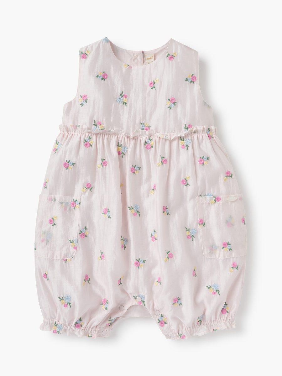 Floral Embroidered Romper with Knit Overlay