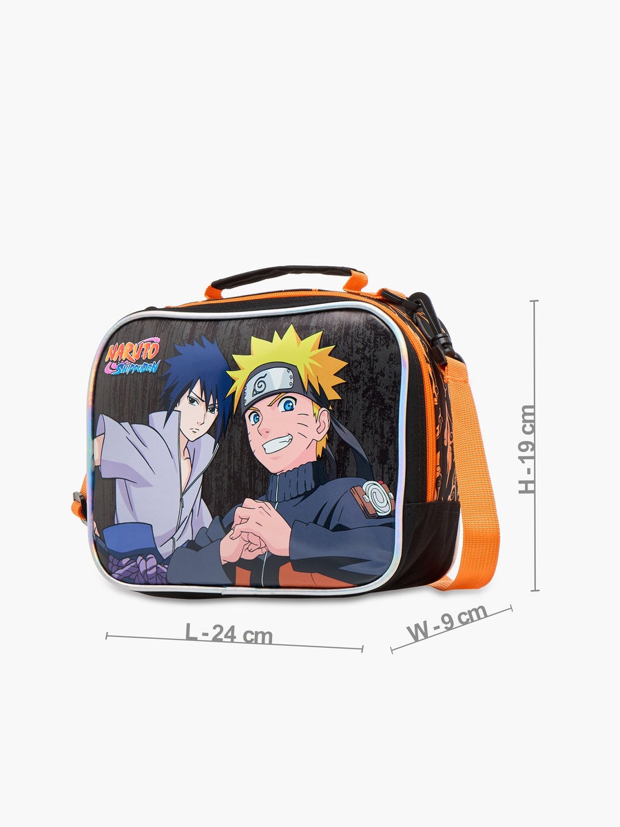 Naruto Print Lunch Bag with Adjustable Strap and Zip Closure