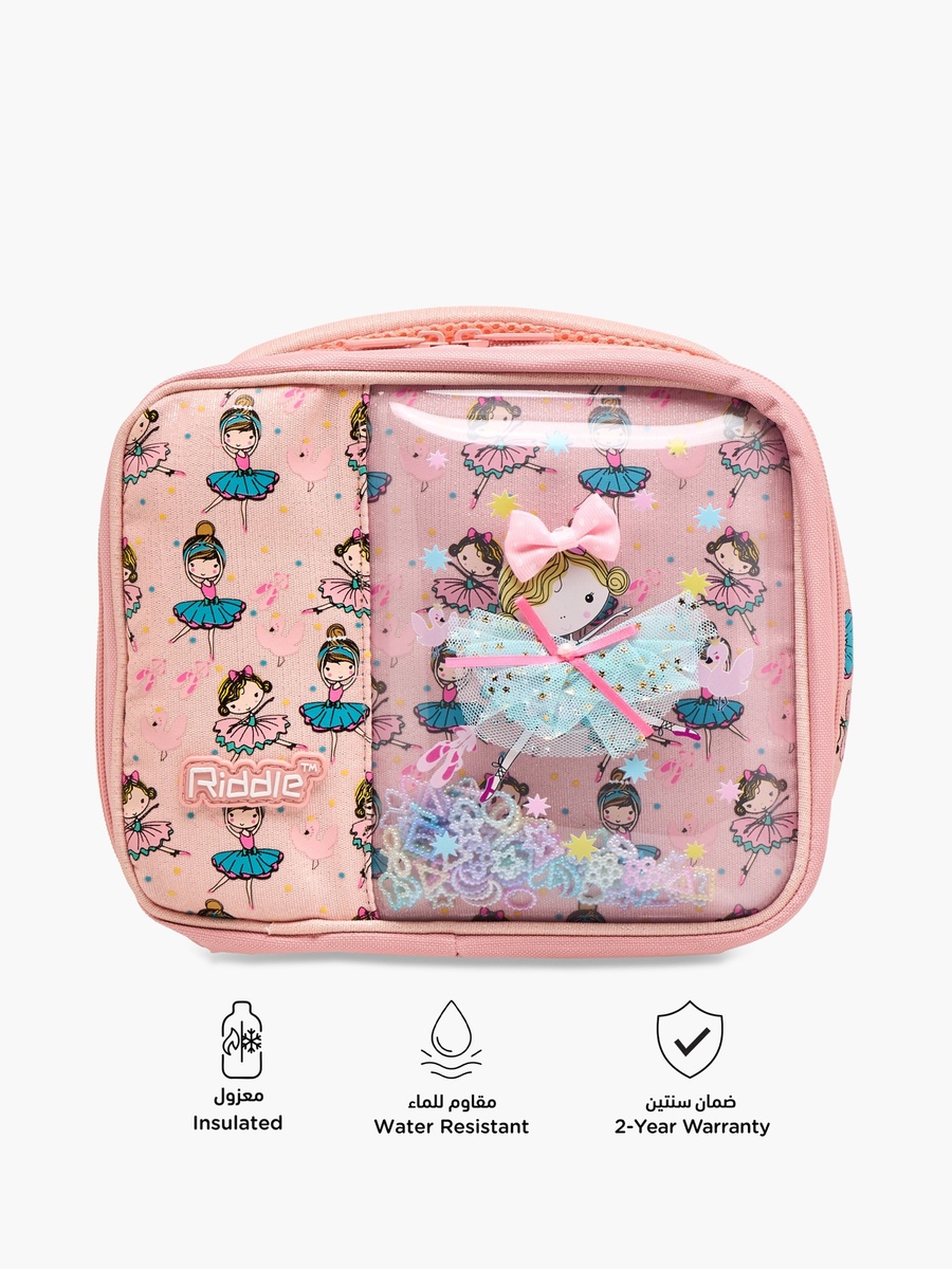 Ballerina Print Lunch Bag with Handle and Zip Closure