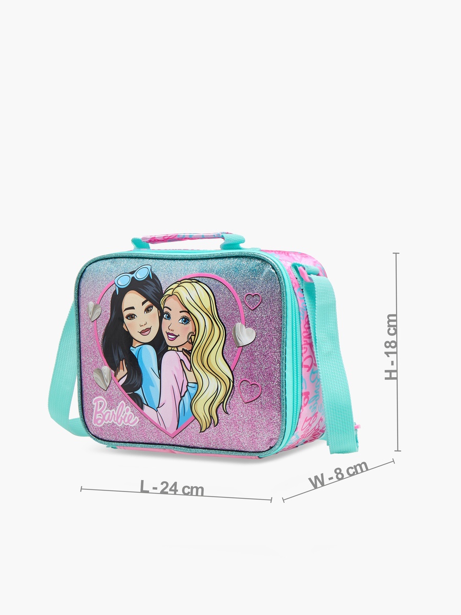 Barbie Printed Lunch Bag with Adjustable Strap and Zip Closure