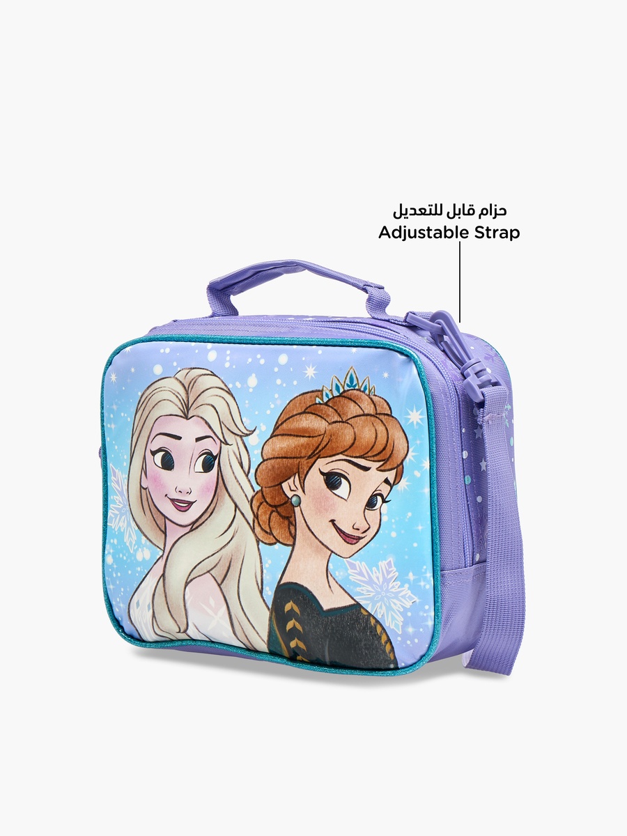 Frozen Print Lunch Bag with Adjustable Strap and Zip Closure