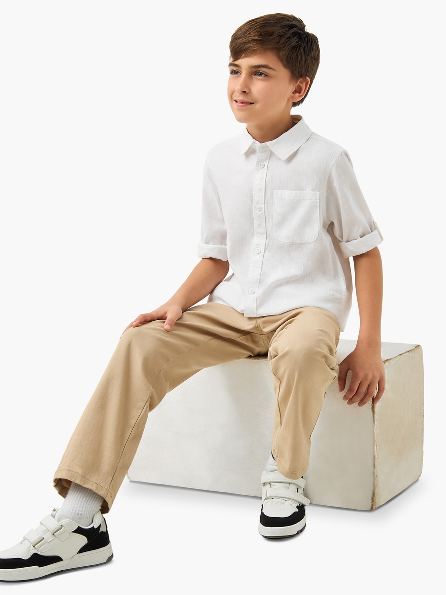 Solid Shirt with Long Sleeves and Chest Pocket