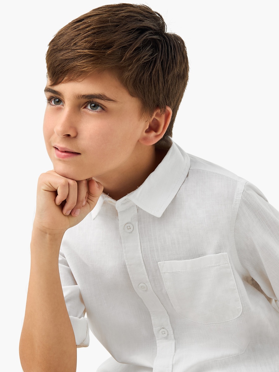 Solid Shirt with Long Sleeves and Chest Pocket